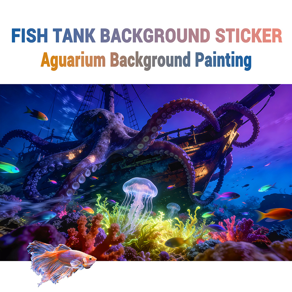 Aquarium Fish Paradise - Aquarium Background Sticker, Octopus Paradise ,