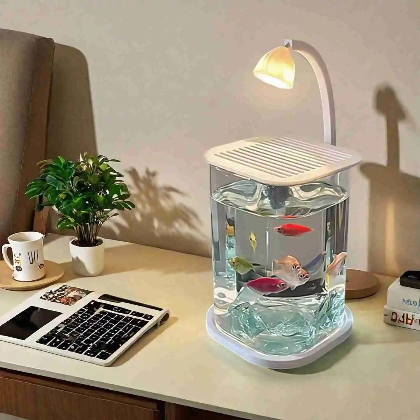 Mini Betta Fish Glass Tank Des - огляд і ціна Aquarium Goldfish